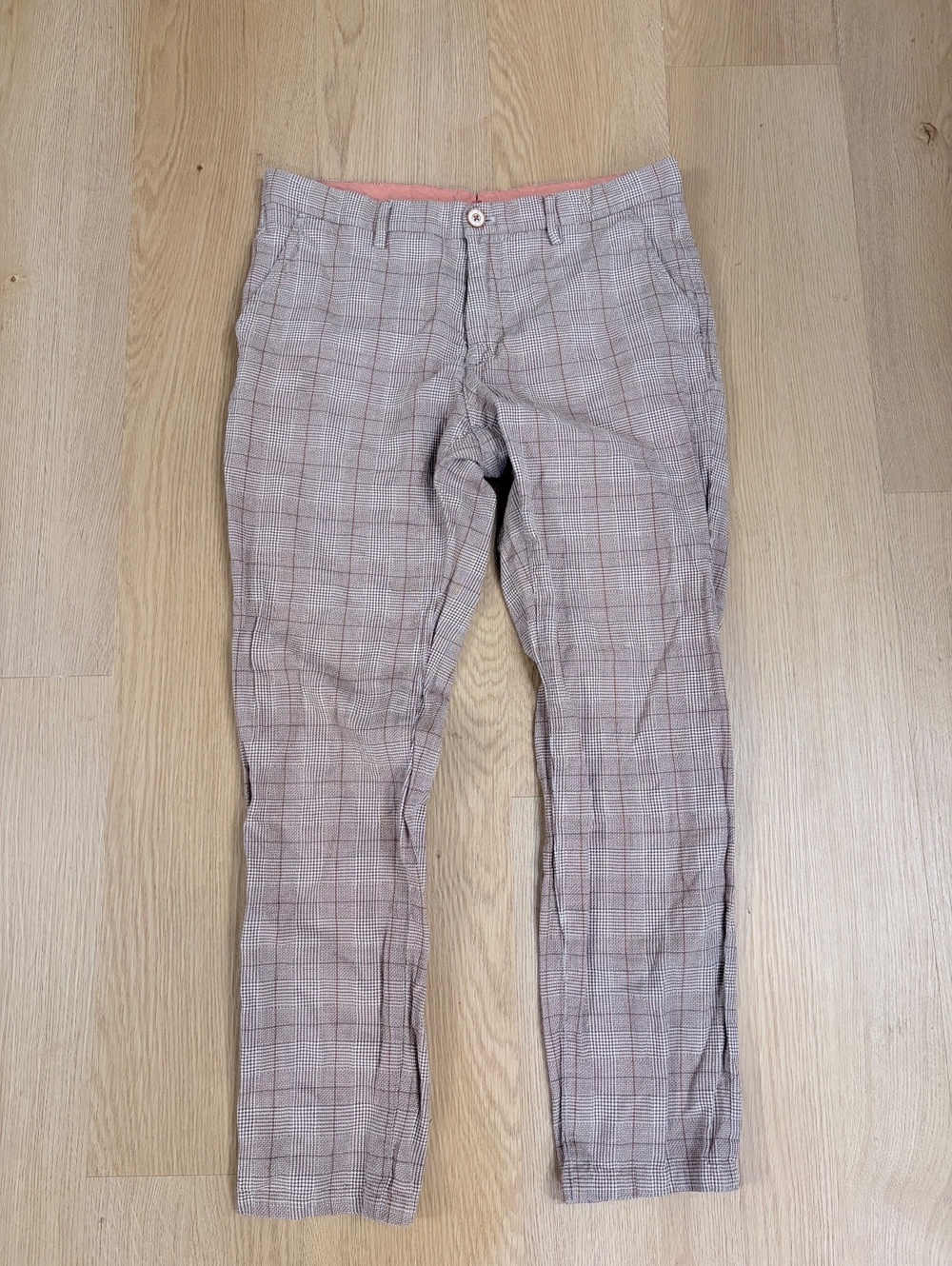 Men’s Massimo Dutti Slim Fit Plaid Dress Pants Brown Size 31X30